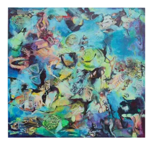 Horological Collage Painting by Ally May Miller