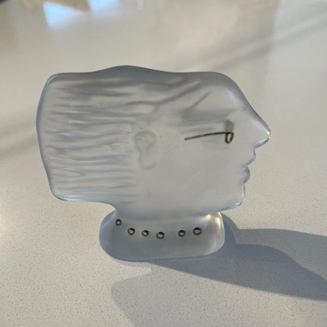 Glass 1980s Daum Crystal France Alexandre Fassianos Sculpture Face For Sale - Image 7 of 10