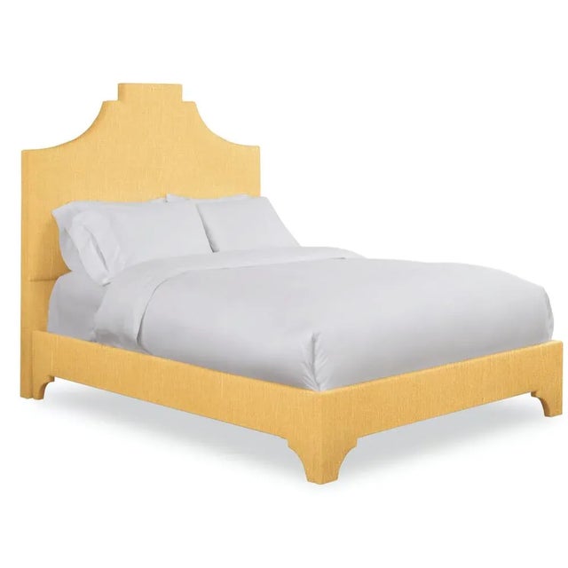 Modern Nadine California King Headboard, Mustard Linen For Sale - Image 3 of 5