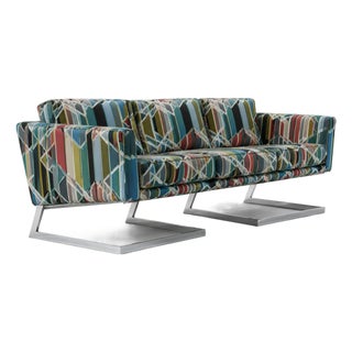 Milo Baughman Thayer Coggin Cantilever Chrome Sofa For Sale