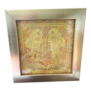 1990s Vintage Framed Authentic Original Hermès Art Advertisement Lithograph Featuring Hermès Art For Sale