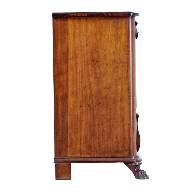 Danish mid 19th century flame mahogany chest of drawers circa 1850. stunning mid 19th century 4 drawer commode from...