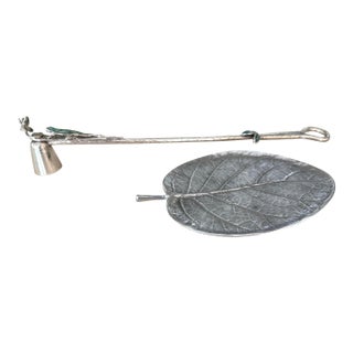 Emilia Castillo Candle Snuffer and Leaf Dish For Sale