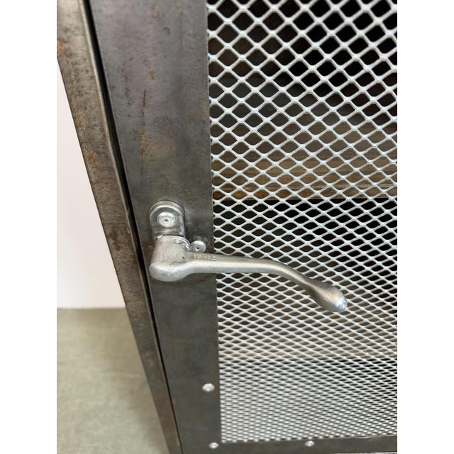 Industrial Iron Cabinet with Mesh Door, 1960s For Sale - Image 13 of 15