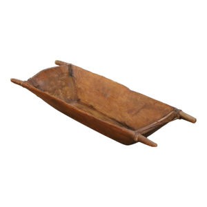 19th Century French Elm Dough Bowl With Hand-Carved Handle