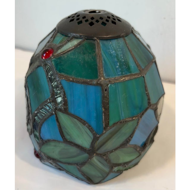 Mid-Century Modern Vintage Petite Stained Glass Lamp Shade For Sale - Image 3 of 7