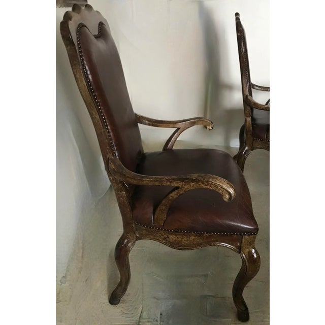 1990s Leather Drexel Heritage Side Chairs- Set of 2 For Sale - Image 5 of 10