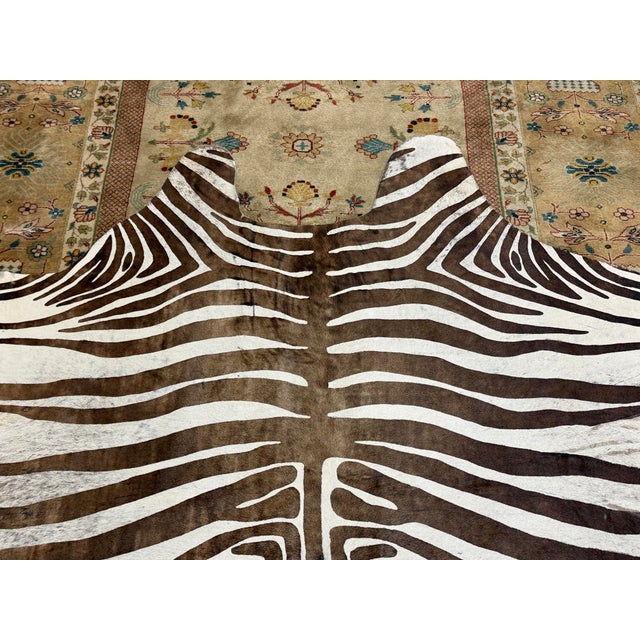 5ft 1in × 5ft 8in Zebra Printed Hair on Hide Area Rug For Sale - Image 4 of 12