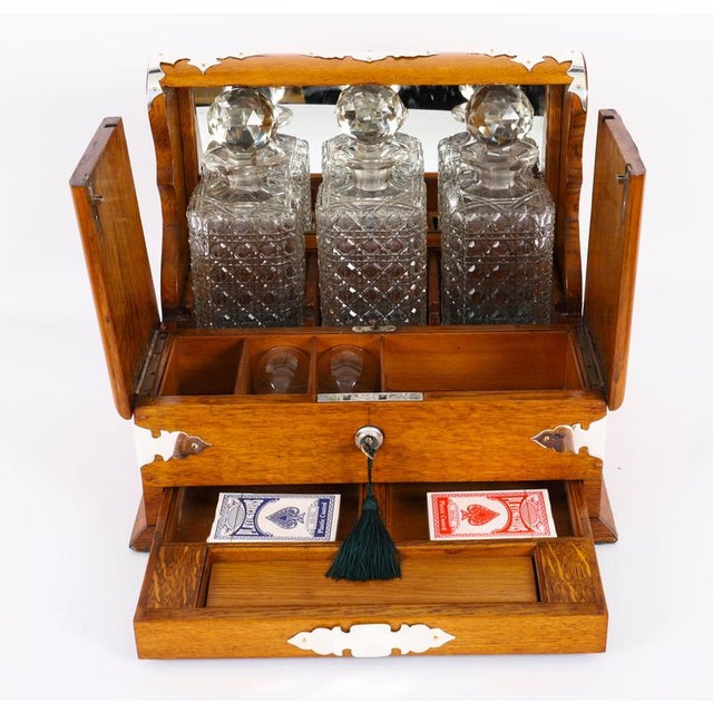 Antique Blonde Oak Tantalus Dry Bar, 1800s, Set of 8 For Sale - Image 10 of 18