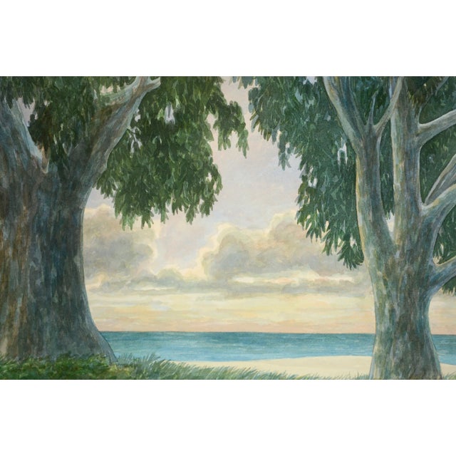 American Late 20th Century "Eucalyptus Trees, Sunset" Coastal Landscape Watercolor Painting by Kipp Stewart, Framed For Sale - Image 3 of 8