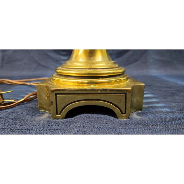 Vintage Stiffel Glass and Golden Colored Table Lamp For Sale - Image 12 of 12