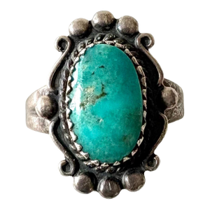 Vintage Navajo Turquoise Sterling Silver Ring Size 6