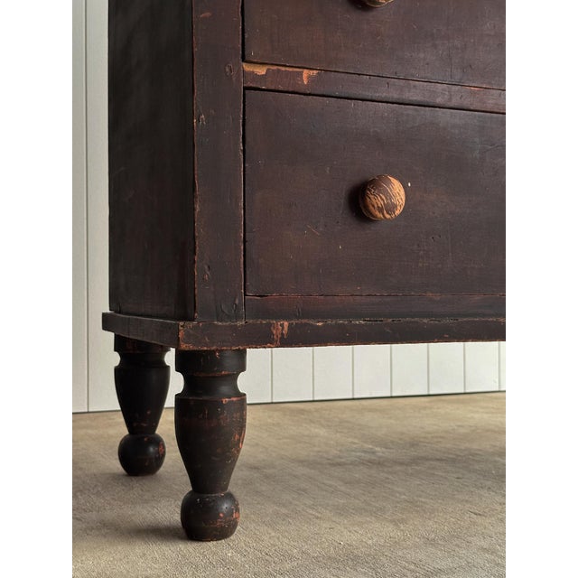 Brown Late 19th Century Antique Painted Pine Chest of Drawers, Original Surface For Sale - Image 8 of 17