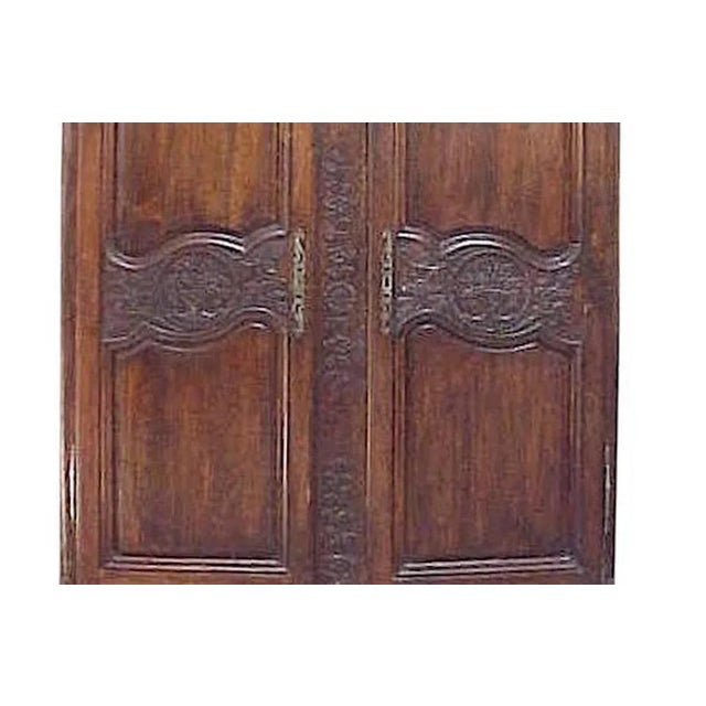 18th Century French Country Highly Carved Walnut Wedding Armoire For Sale - Image 4 of 10