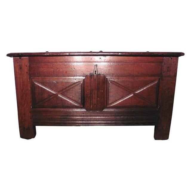 French Panelled Oak Coffer, 1800s For Sale - Image 10 of 10