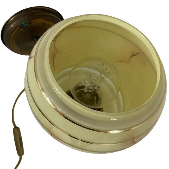 Glass Art Deco Wall Mounted Lamp with Marbled Glass on Brass Base For Sale - Image 7 of 9