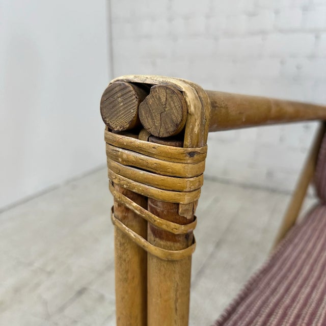 Maroon Mid Century Modern Heywood Wakefield Bamboo Lounge Chair For Sale - Image 8 of 12