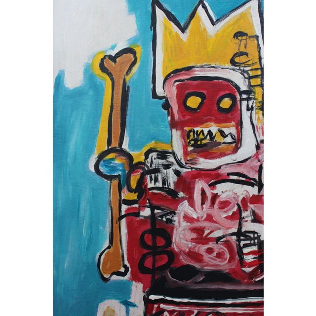 Paint Modernistic Painting After Jean-Michel Basquiat, Circa 1970 For Sale - Image 7 of 13