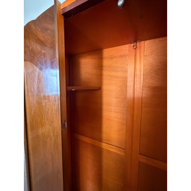 Wood Vintage Art Deco 1940's Burl Wood Armoire Dresser For Sale - Image 7 of 16