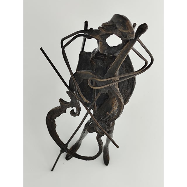 Sculpture of a Cellist, 1950s, Metal For Sale - Image 4 of 5