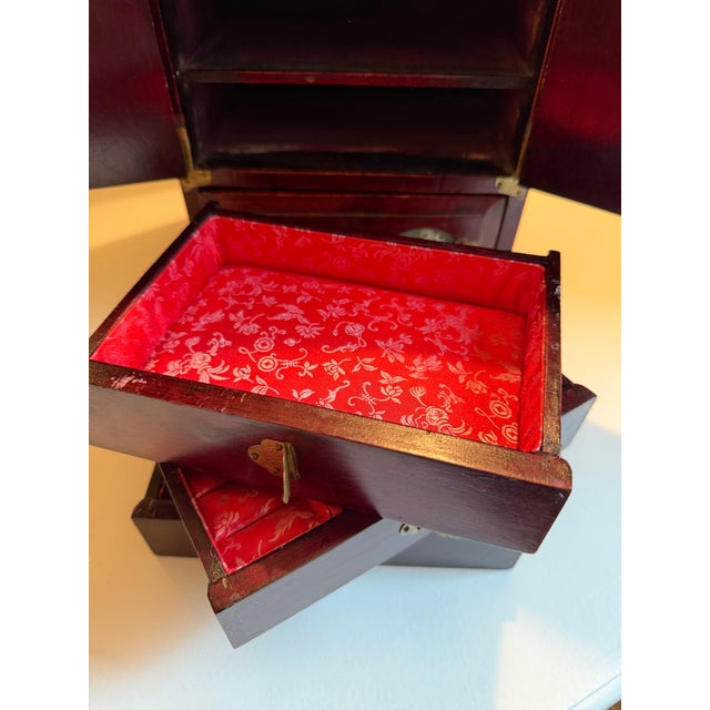 Mid 20th Century Chinese Rosewood and Carved Jade Jewelry Chest / Box For Sale - Image 9 of 15