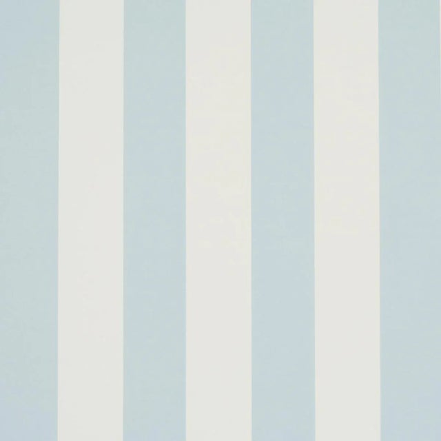 SAMPLE - Schumacher Emma Stripe Wallpaper In Sky For Sale