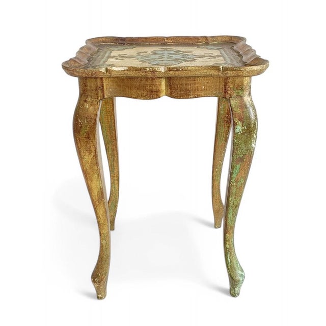 18th Century Florentine Rococo Revival Italian Gilt Accent Side Table, 1950s For Sale - Image 11 of 14