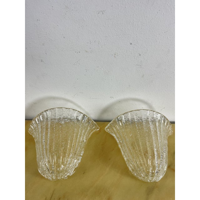 Mid-Century Murano Glass Brass Wall Lamps, 1970s, Set of 2 For Sale - Image 6 of 10