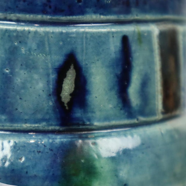 Antique Art Nouveau Flemish Blue Earthenware Vases, 1890s, Set of 2 For Sale - Image 17 of 18