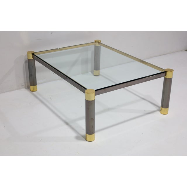 Signed Karl Springer Gunmetal and Brass Cocktail Table, 1970s For Sale In Dallas - Image 6 of 10
