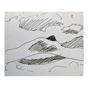 1960s Frank Wallace Camels Hump Green Mountains Drawing
