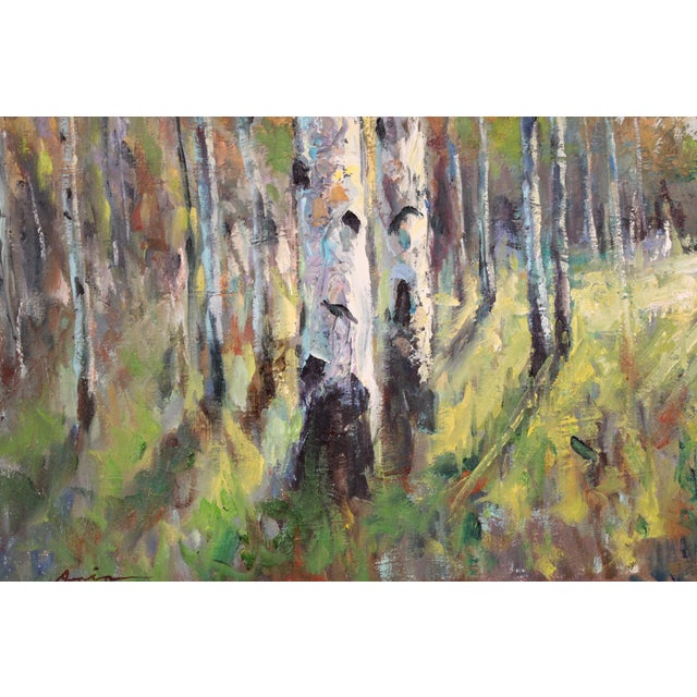 Green Impressionist Landscape Painting by Ebrahim Amin (Born 1950) For Sale - Image 8 of 11