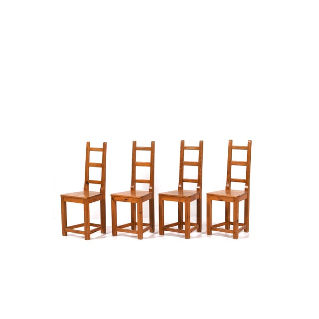 Ladder Back Dining Chairs in Pine by Sven Larsson, Sweden, 1970s, Set of 4 For Sale - Image 14 of 14