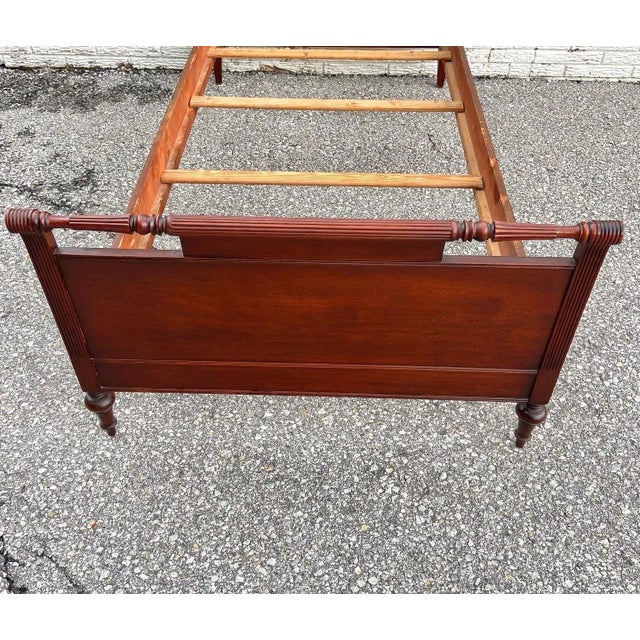 Vintage Cherry Twin Size Sleigh Bed For Sale In Kansas City - Image 6 of 10