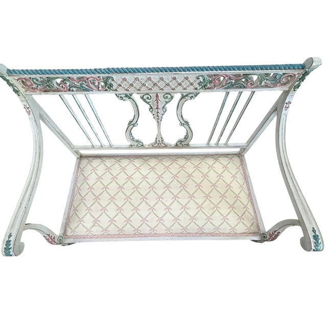 Mid 20th Century Hand‑Painted Vintage Gustavian Style Two‑Seater Settee — Designer/Statement Piece For Sale - Image 5 of 11