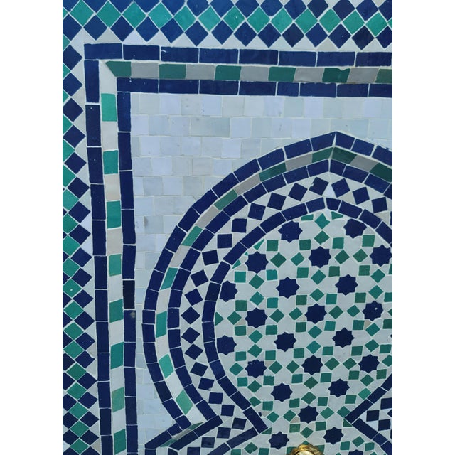 Blue / Off White / Aqua Moroccan Mosaic Tile Fountain, Tarsi3 For Sale - Image 4 of 9