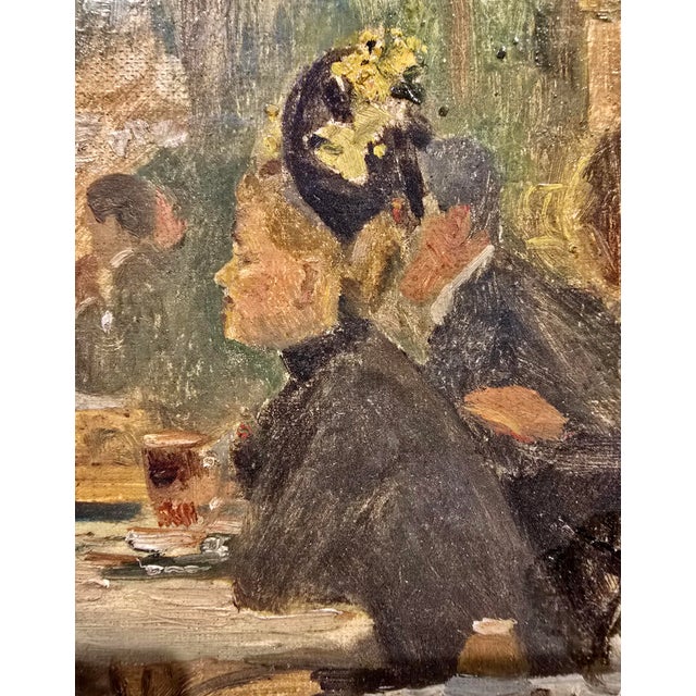 Wood Lucien Laurent Gsell -19th Century Belle Epoque Café Scene, Oil Painting For Sale - Image 7 of 12