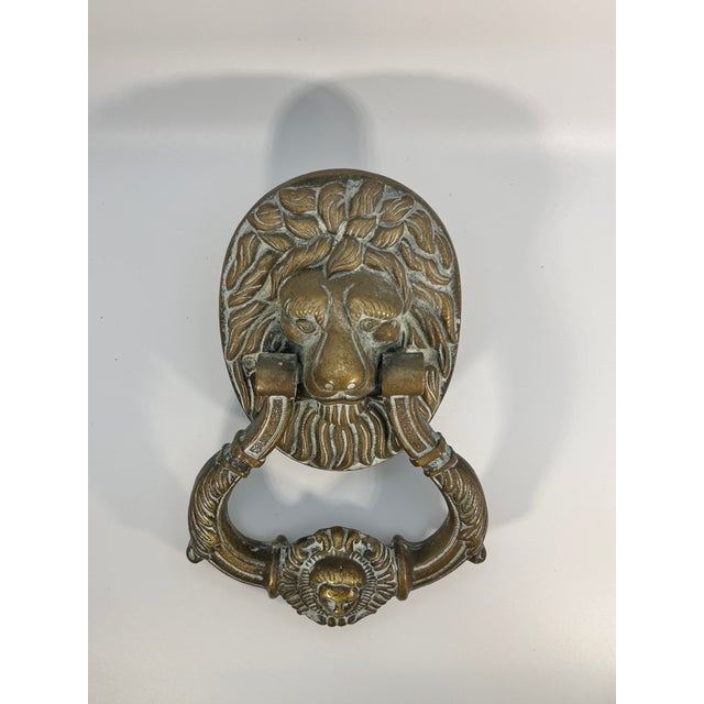 Large Antique Brass Lion's Head Door Knocker For Sale In New York - Image 6 of 6