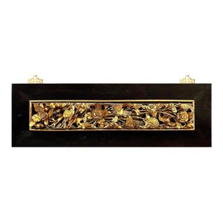 Antique Chinese Gilt Wood Carving of Birds and Flowers For Sale