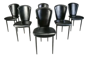 Italian Leather Dining Chairs, 1980s, Set of 6
