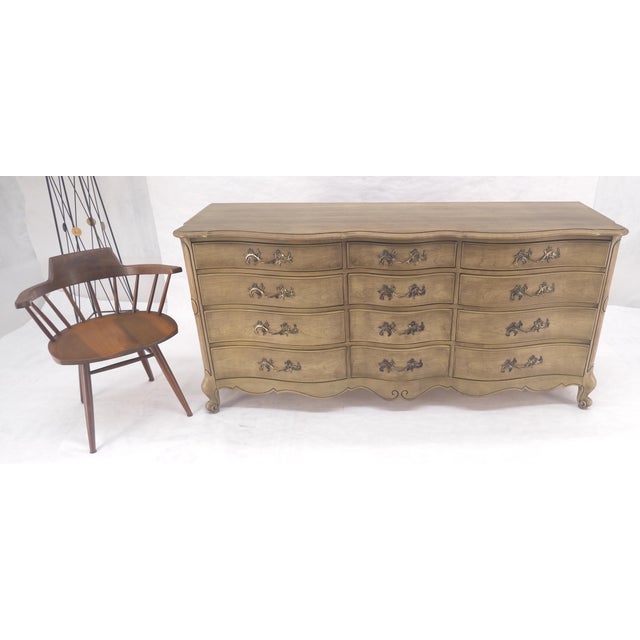 Pickled Solid Cherry Country French 12 Drawers 6' Long Dresser Credenza MINT! For Sale - Image 13 of 16