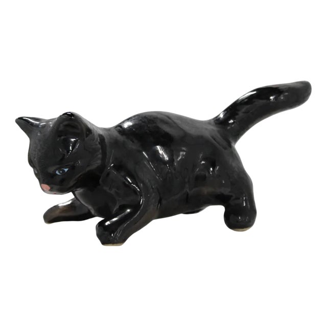 Black Cat Figurine from Vallauris France, 1970s For Sale