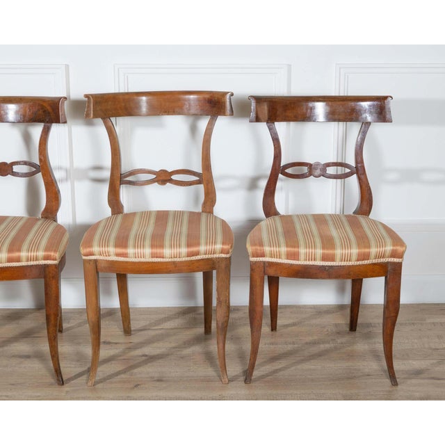Late 18th Century Set of Four Late 18th–Early 19th Century Tuscan Walnut Directoire Chairs For Sale - Image 5 of 12
