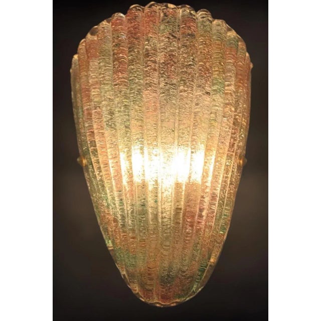 1960s Green and Pink Graniglia Shield Sconce For Sale - Image 9 of 13