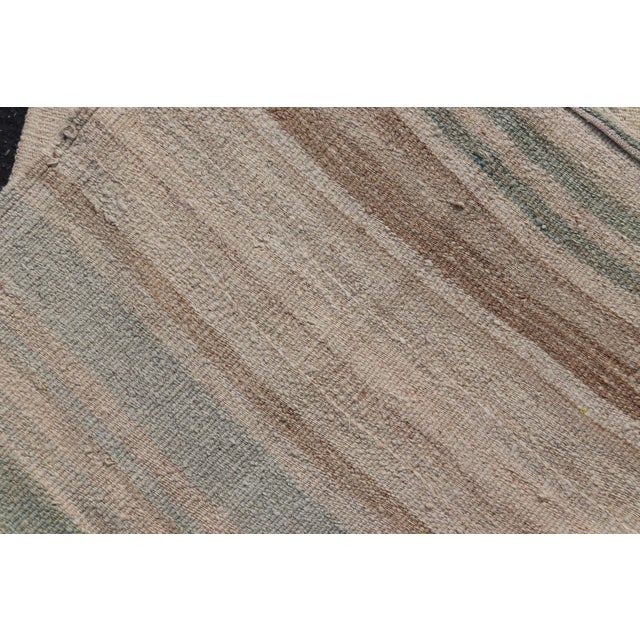 Vintage Turkish Kilim With Soft Sage Green, Sand, Taupe, and Earthy Stripes For Sale - Image 11 of 11