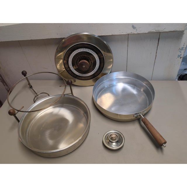 Hollywood Regency Black Gold Dorothy Draper Style Food Chafing Dish Warmer & Skillet Set Set.your table with this...