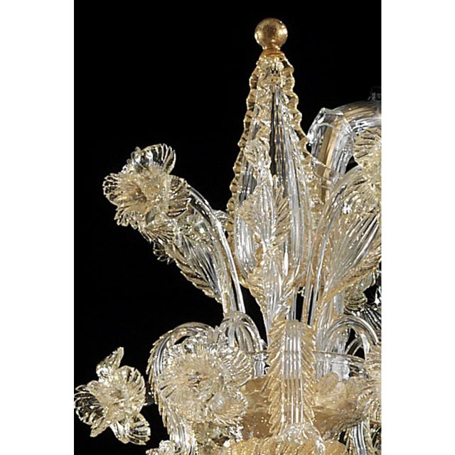 Traditional venetian "Ca' Rezzonico" Murano glass wall sconce , full of hand-made details of blowing glass . Full of gold-...