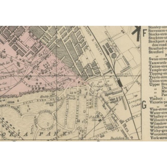 Large Victorian Map of Manchester by George W. Bacon, 1885 For Sale - Image 9 of 12