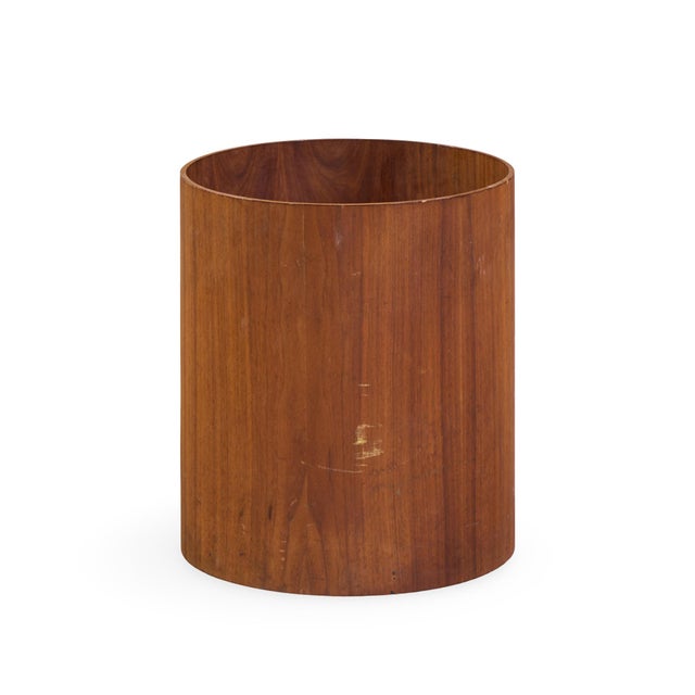 Jens Risom Mid Century Walnut Waste Basket This waste basket measures: 12 wide x 12 deep x 13 inches high Good Vintage...