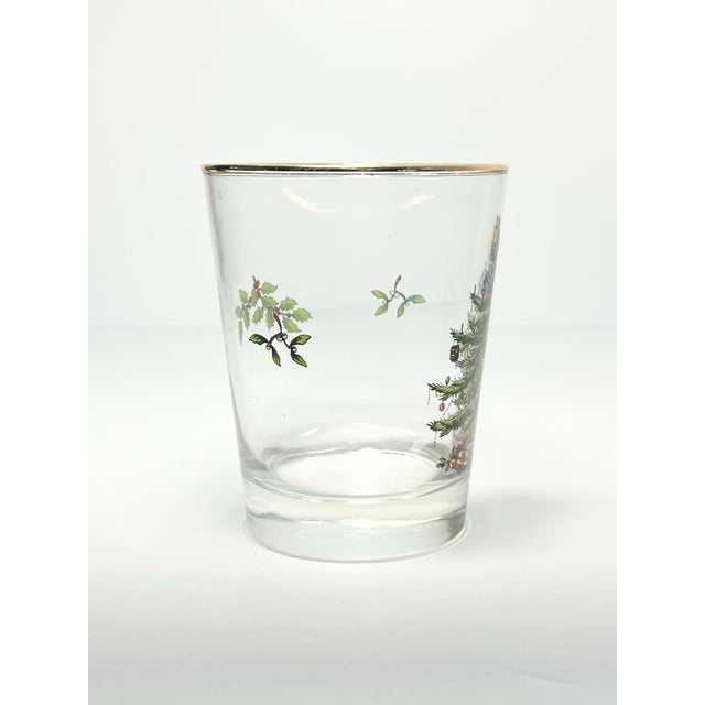 1990s 1990s Spode “Christmas Tree” Double Old Fashioned Tumbler Drinking Glasses - Set of 8 For Sale - Image 5 of 6
